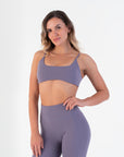 Close-up front view of the Scoop Bralette in Acai